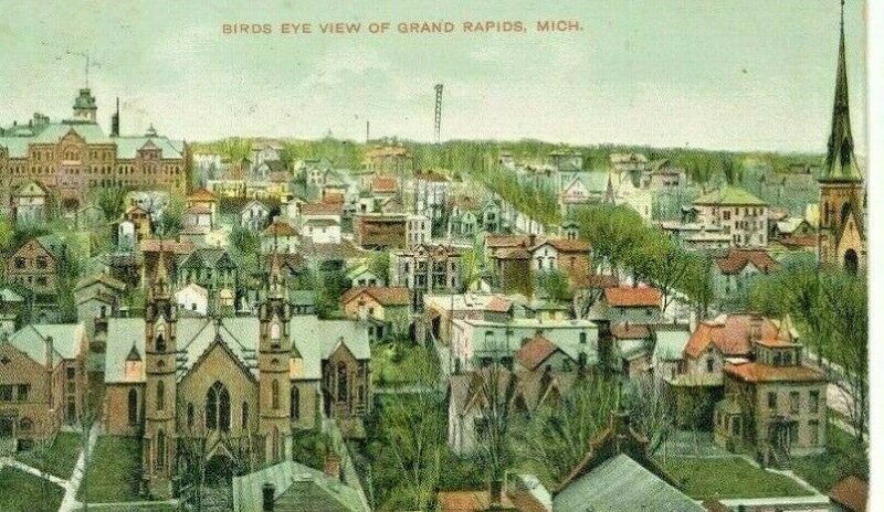 Postcard Early Birds Eye View of Grand Rapids, MI.             S2