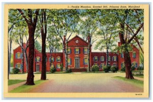 c1940 Teakle Mansion Exterior Building Princess Anne Maryland Vintage Postcard