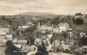 Peterborbough NH Aerial View Of The Downtown Area Roof Tops Real Photo Postcard