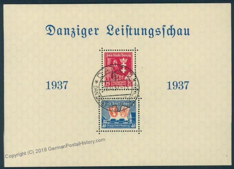 Danzig 1937 Leistungsschau Souvenir Sheet Mi Block 3 Used 51061