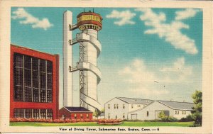 US Navy Submarine Base, Groton CT, Diving Tower 1940's WWII Era Linen?