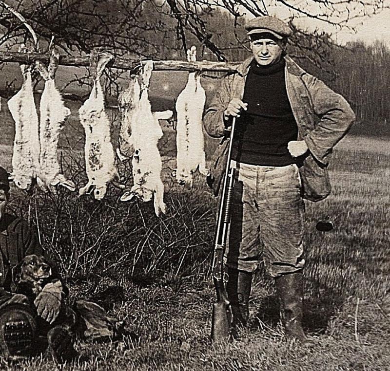 1904-18 RPPC Rabbit Hunting Man Men Dogs Shotgun Hunter DB Real Photo Postcard