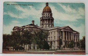 Colorado State Capitol Denver 1913 to Indianapolis Indiana Postcard A17