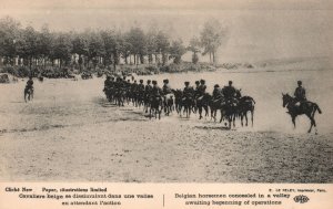 Vintage Postcard Belgian Horsemen Concealed In A Valley Awaiting For Operation