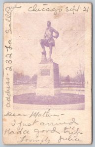 La Salle Monument, Lincoln Park, Chicago, Illinois, Antique 1906 Postcard