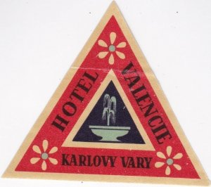 Czechoslovakia Karlovy Vary Hotel Valencie Vintage Luggage Label lbl0805