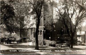 Real Photo Postcard First Congregational Church in Red Oak, Iowa~132142 