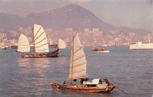 HONG KONG View of the Harbor CHINA Boats TWA c1960s Vintage Postcard