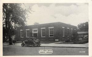 1940s Printed Postcard; US Post Office, Liberty IN Union County, posted