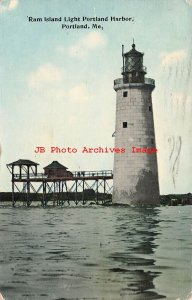 ME, Portland, Maine, Ram Island Light House, 1912 PM, Tichnor Bros