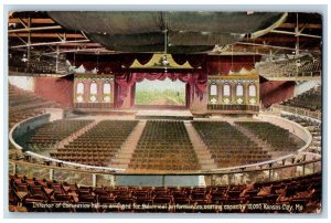 Kansas City Missouri MO Postcard Interior Of Convention Hall 1909 Antique Posted