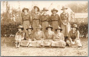 WWI ERA WOMEN in UNIFORM ANTIQUE REAL PHOTO POSTCARD RPPC