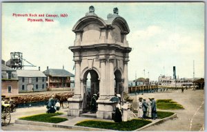 VINTAGE POSTCARD PLYMOUTH ROCK AND CANOPY (1620) AT PLYMOUTH MASSACHUSETTS