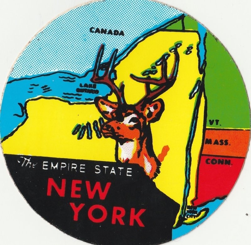 VINTAGE THE EMPIRE STATE NEW YORK TOURIST DECAL - DEER