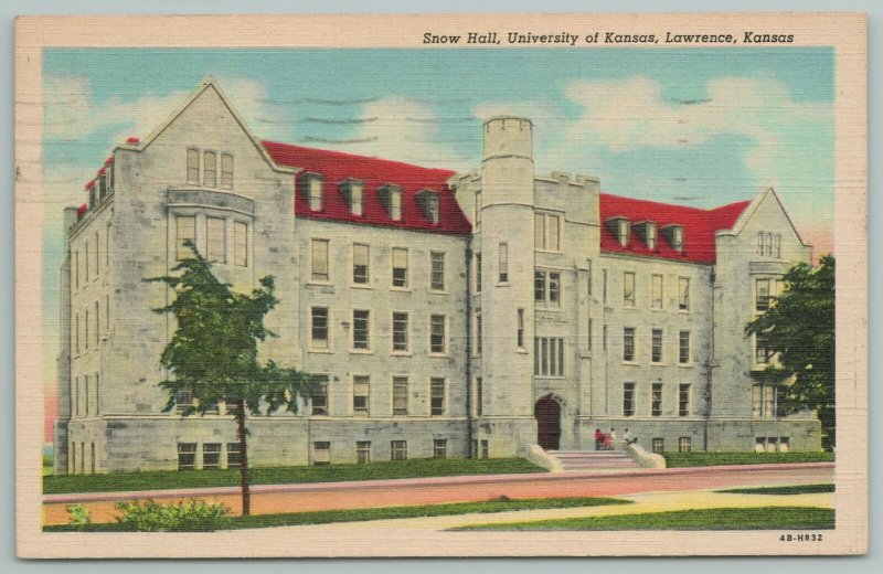 Lawrence Kansas~University Snow Hall~Vintage Postcard