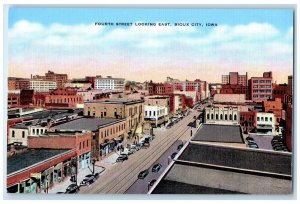 c1940 Fourth Street Looking East Exterior Building Sioux City Iowa IA Postcard