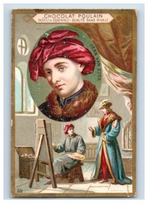 1880s-90s Chocolat Poulain Jean Van Eyck Netherlandish Painter F157