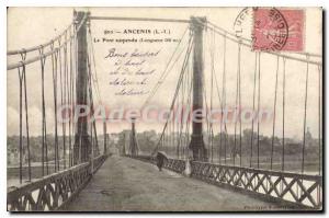 Postcard Old Ancenis L I the Suspension Bridge