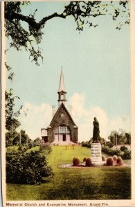 Memorial Church Evangeline Mounment Grand Pre WB Postcard VTG UNP WOB Note 