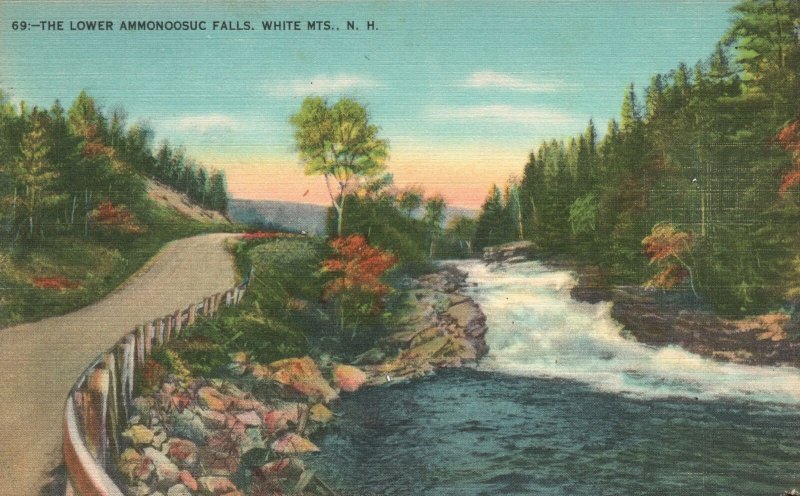 Vintage Postcard The Lower Ammonoosuc Falls White Mountains New Hampshire NH