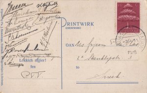 Dutch WW2 Flag Multi Signed Autograph Holland Station Old Postcard