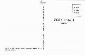 Postcard NJ Monmouth Beach Church of the Precious Blood Classic Car C.1960 M31