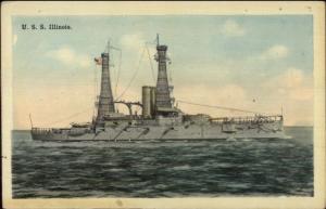 US Navy Battleship USS Illinois Enrique Muller c1915 Postcard