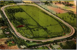 Aerial View of Indianapolis Motor Speedway c1945 Vintage Linen Postcard X03