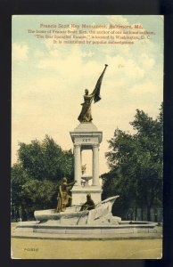 Baltimore, Maryland/MD Postcard, Francis Scott Key Monument, 1914!