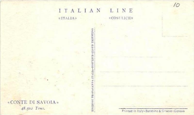 S.S. Conte Di Savoia    Italian Line