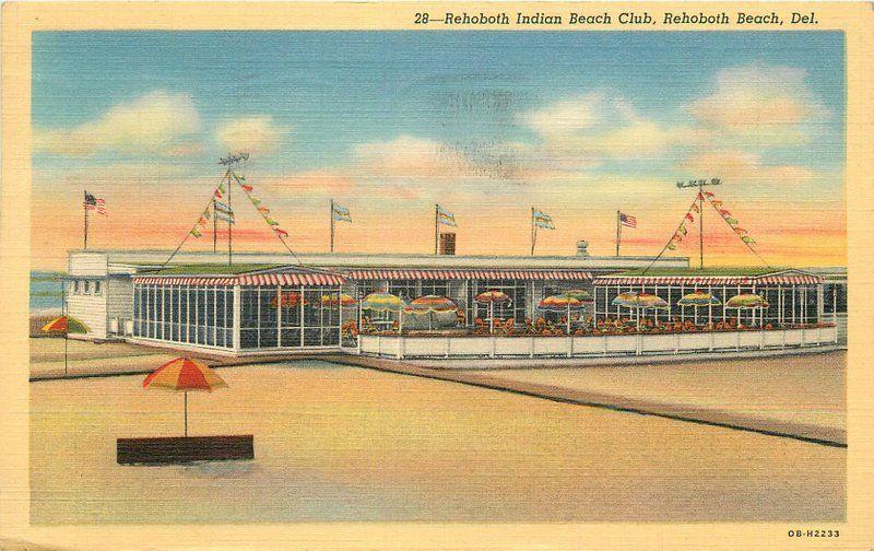 1941 Rehoboth Beach Delaware Indian Club Cann Teich linen postcard 189