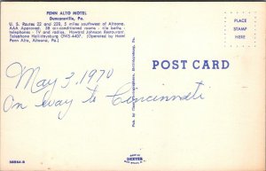 Postcard Penn Alto Motel Duncansville PA