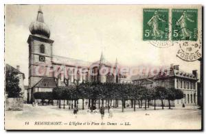 Old Postcard Remiremont The church and the place of the Ladies