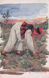 Garavaska Slovakia Gardener Slovaci Old Painting Postcard