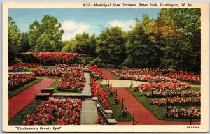 Municipal Rose Gardens Ritter Park Huntington West Virginia WV Flowers Postcard