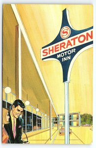 1950s CHAMPAIGNE-URBANA ILLINOIS SHERATON MOTOR INN FIVE POINTS POSTCARD P2366