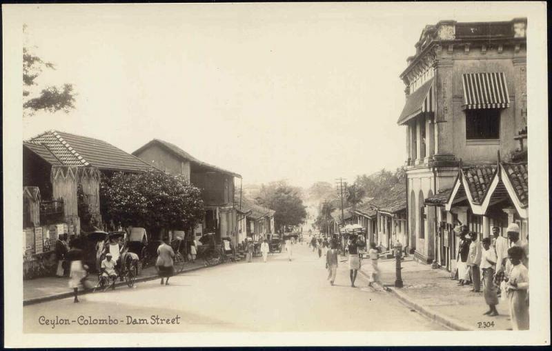 ceylon, COLOMBO, Dam Street (1930s) RPPC (II)