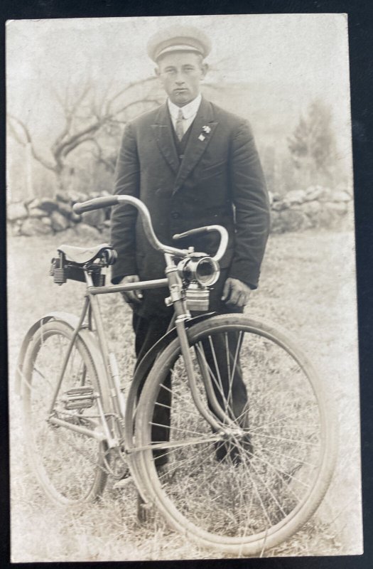 Mint USA Real Picture Postcard Canterbury Depot 1915 Bike Bicycle Vintage 