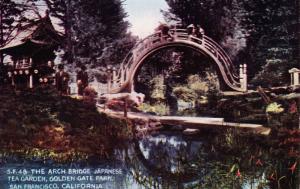 The Arch Bridge, Japanese Tea Garden Golden Gate Park SF CA Vintage Postcard G20