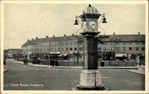 Sunbury Surrey Clock Tower at Intersection 1930-50s Vintage Postcard