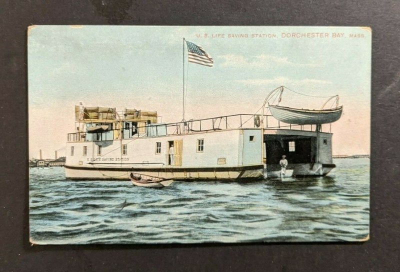 Vintage US Life Saving Station Dorchester Bay MA Picture Postcard 