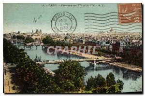 Postcard Old Paris Panorama I'lle and Cite