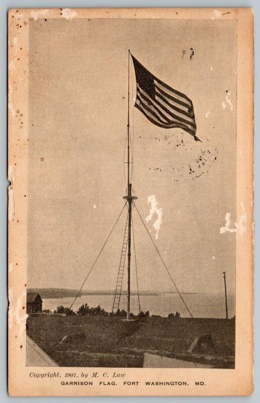 Postcard Fort Washington Maryland c1910 Garrison Flag Prince George's County