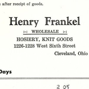 1938 HENRY FRANKEL CLEVELAND OHIO HOSIERY KNIT GOODS BILLHEAD INVOICE Z2494