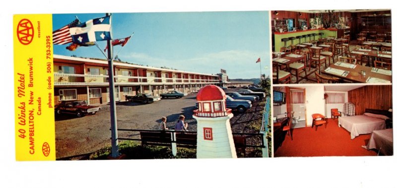 40 Winks Motel, Campbellton, New Brunswick Vintage Advertising Postcard