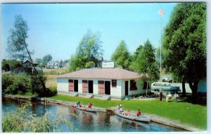 GRAYLING, Michigan  MI    BORCHERS CANOE LIVERY   1955   Postcard