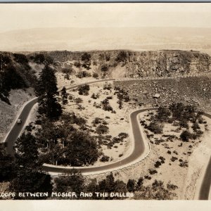 c1920s Mosier The Dalles, OR RPPC Rowena Horseshoe Loops Columbia River Hwy A199