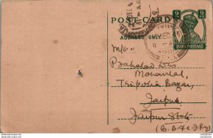 India Postal Stationery George VI 9p to Jaipur