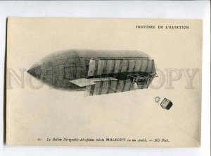 415274 Aviation history FRANCE airship dirigible Malecot airplane Old postcard