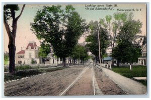 1908 Looking Down Main Street Dirt Road Railway Warrensburgh New York Postcard